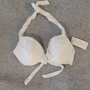 Beach Bunny Ivory Lace Halter Bra